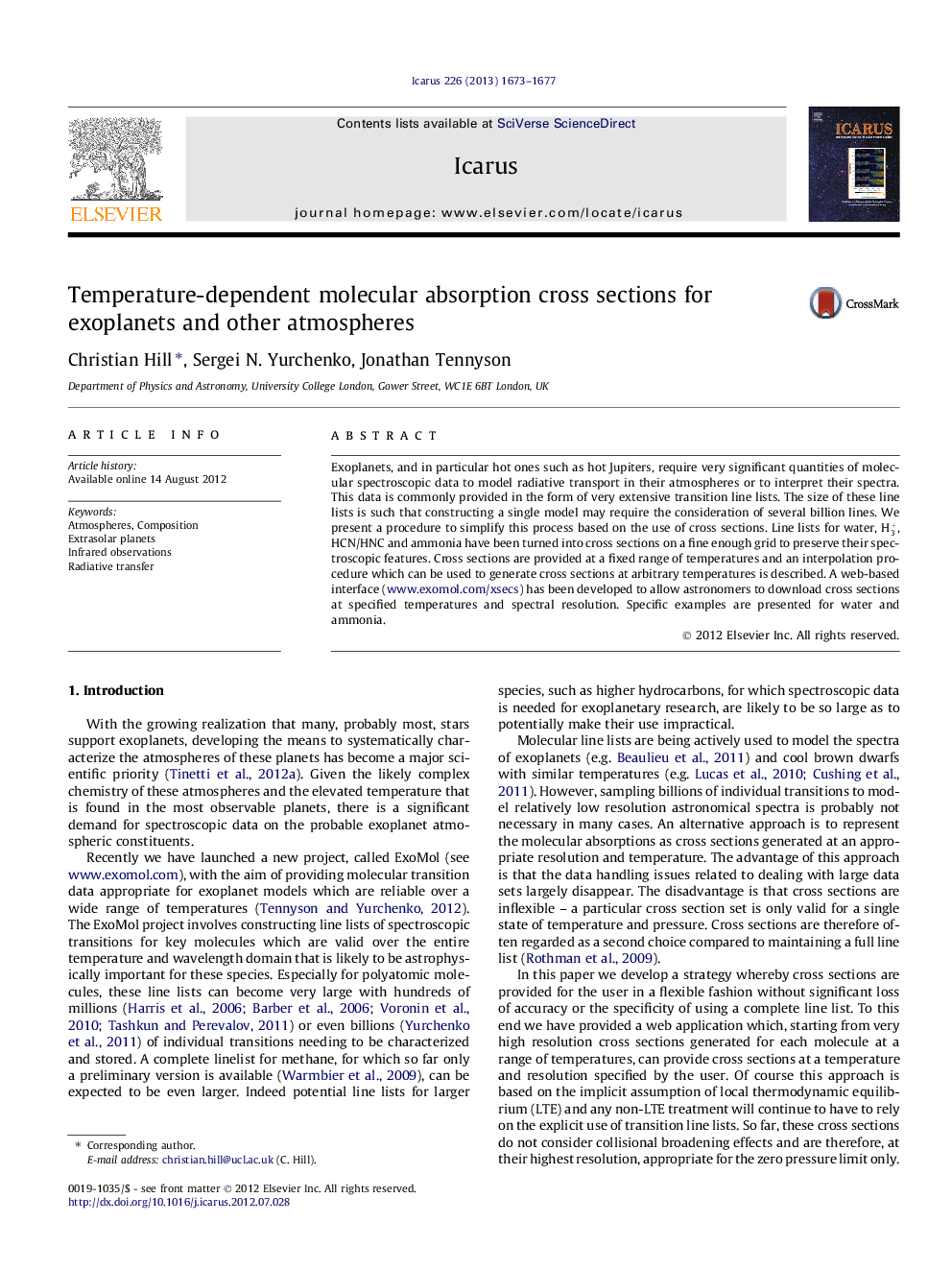 Temperature-dependent molecular absorption cross sections for exoplanets and other atmospheres