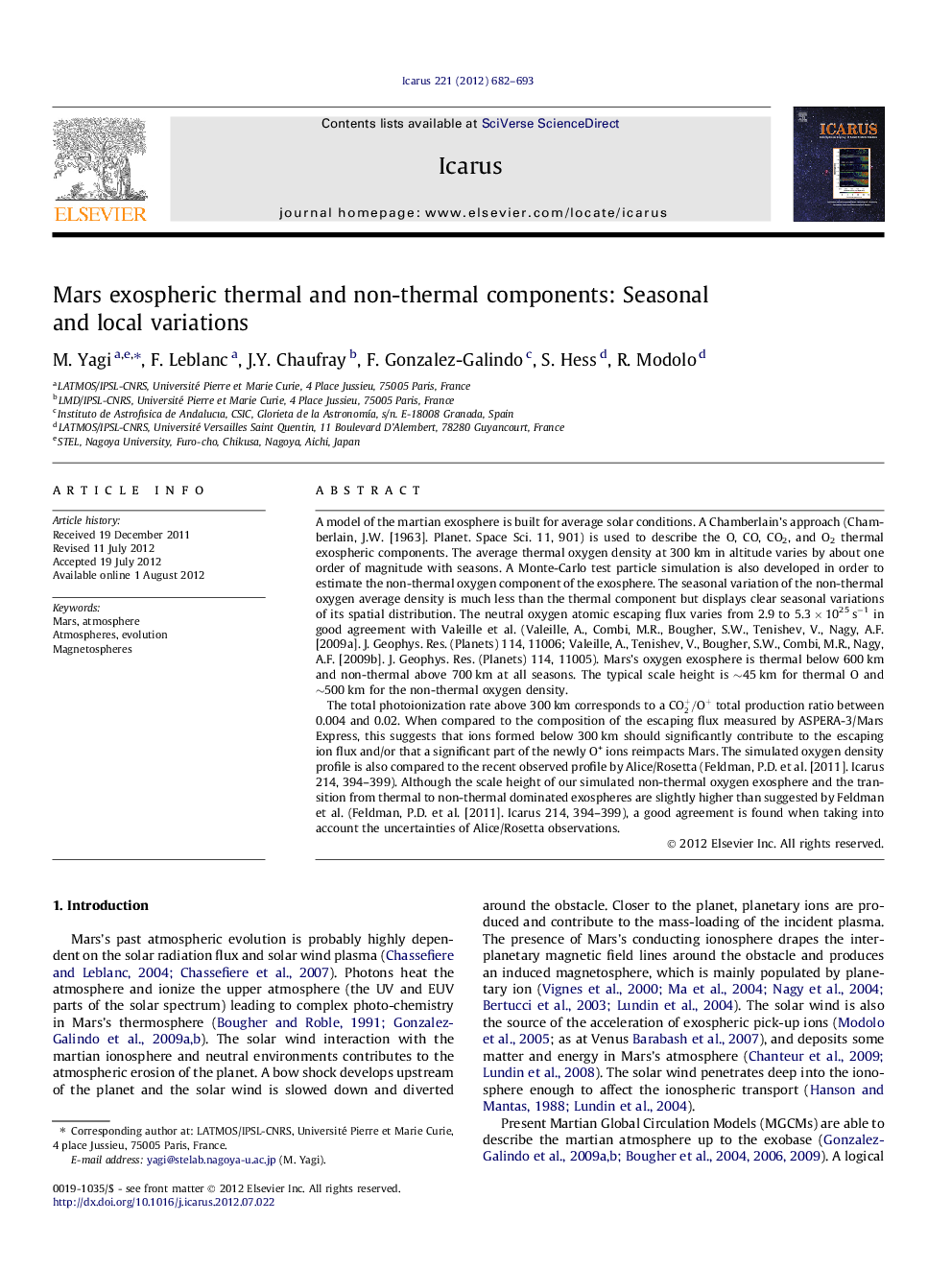 Mars exospheric thermal and non-thermal components: Seasonal and local variations