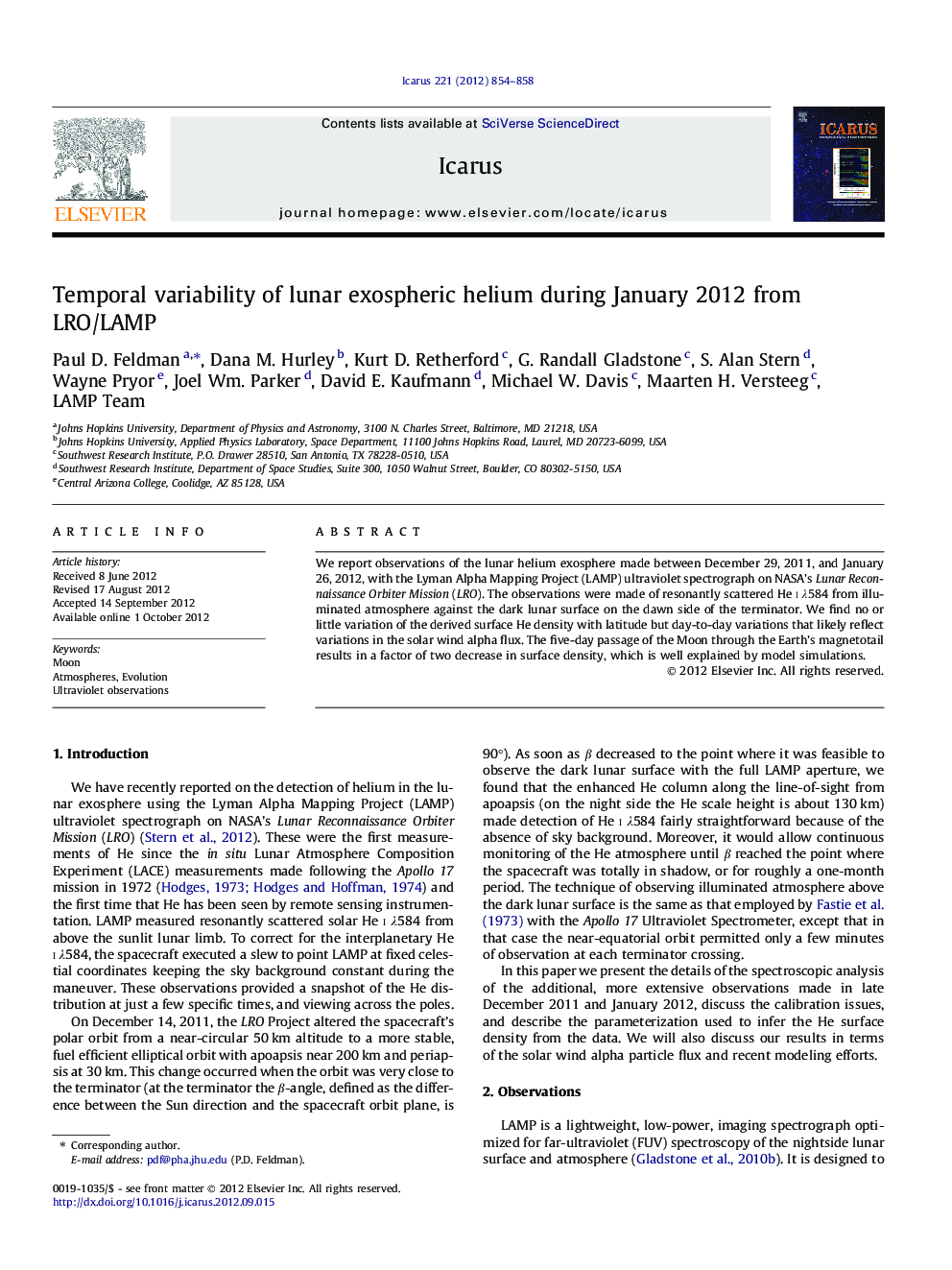 Temporal variability of lunar exospheric helium during January 2012 from LRO/LAMP