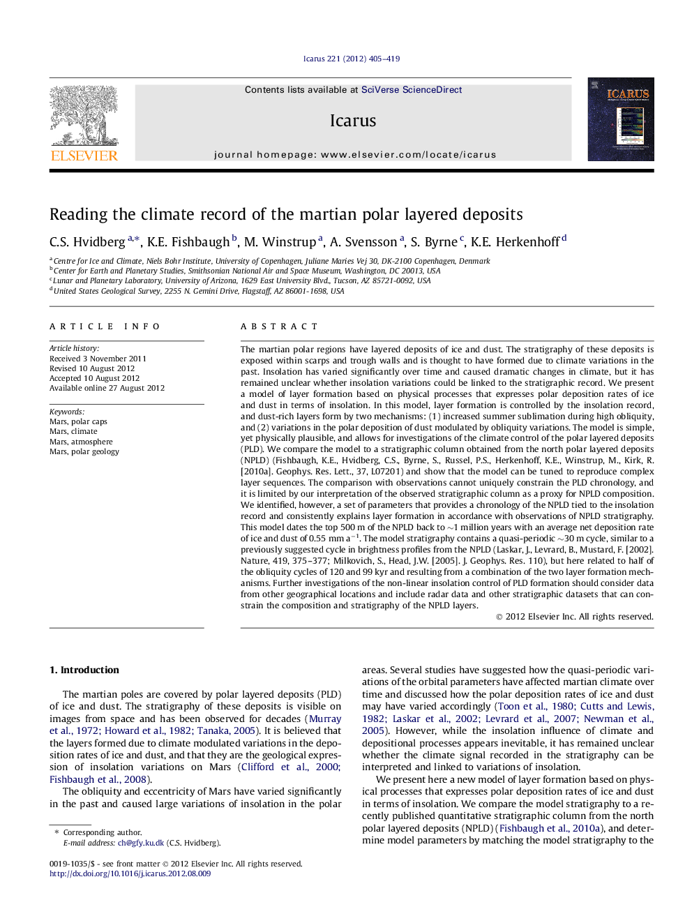 Reading the climate record of the martian polar layered deposits