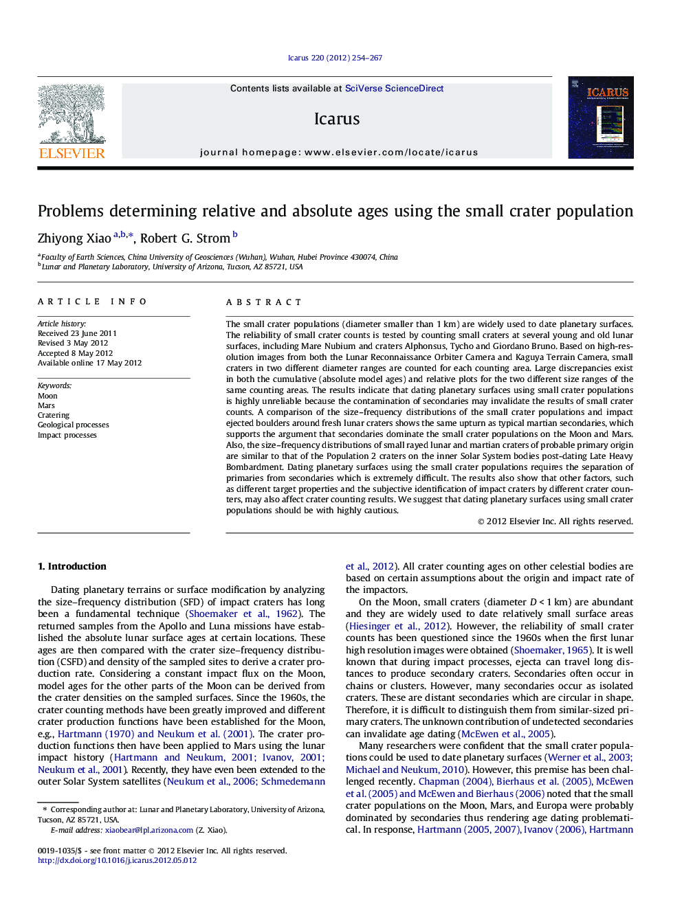 Problems determining relative and absolute ages using the small crater population