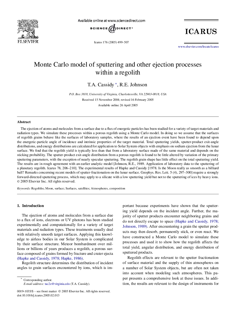 Monte Carlo model of sputtering and other ejection processes within a regolith