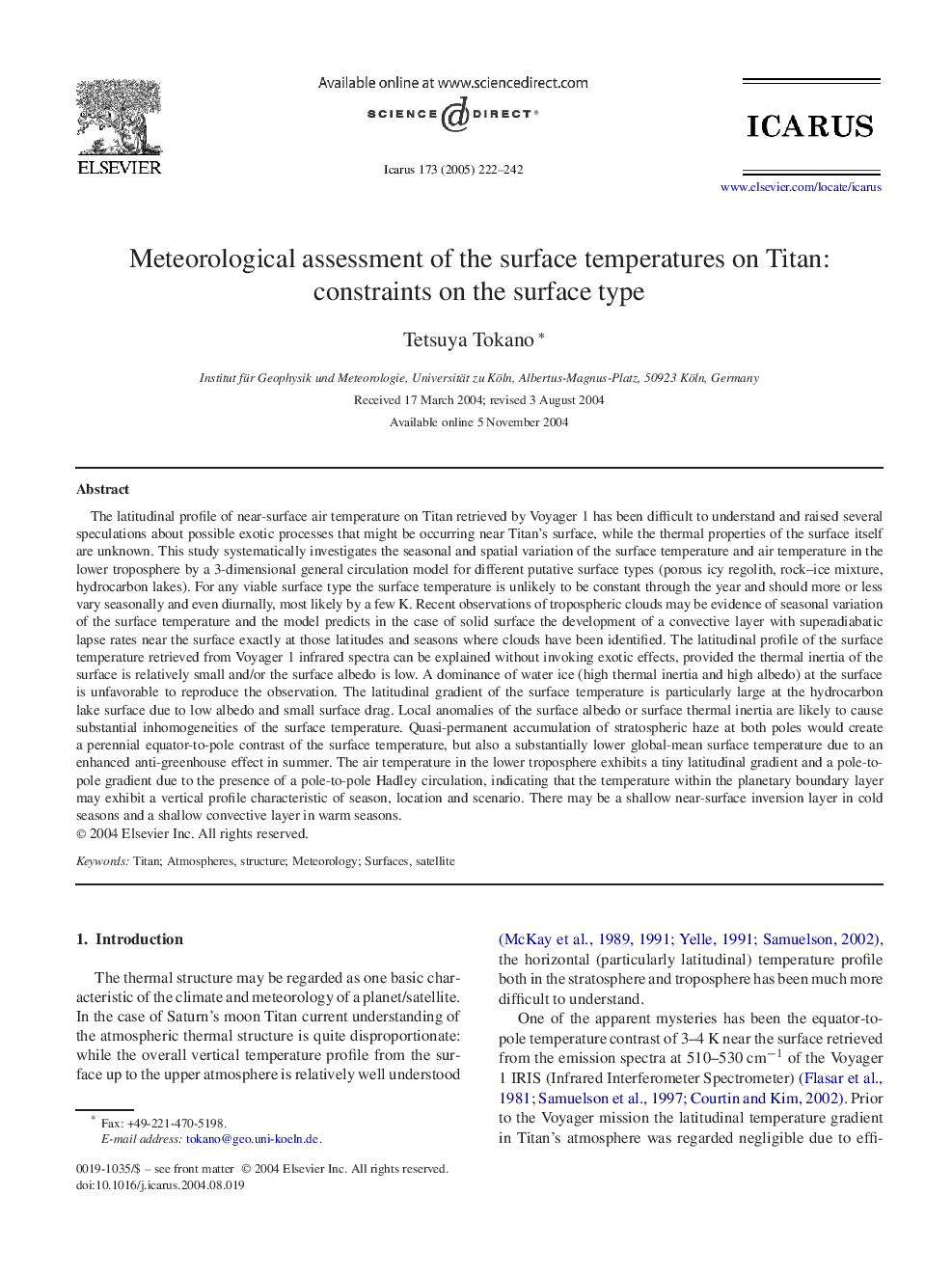 Meteorological assessment of the surface temperatures on Titan: constraints on the surface type