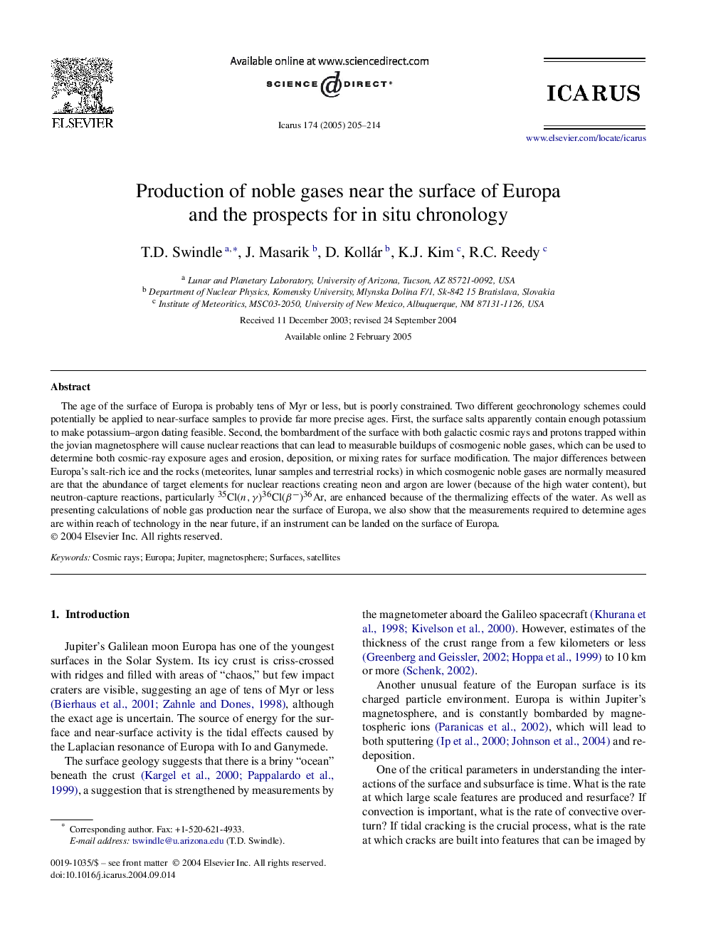 Production of noble gases near the surface of Europa and the prospects for in situ chronology