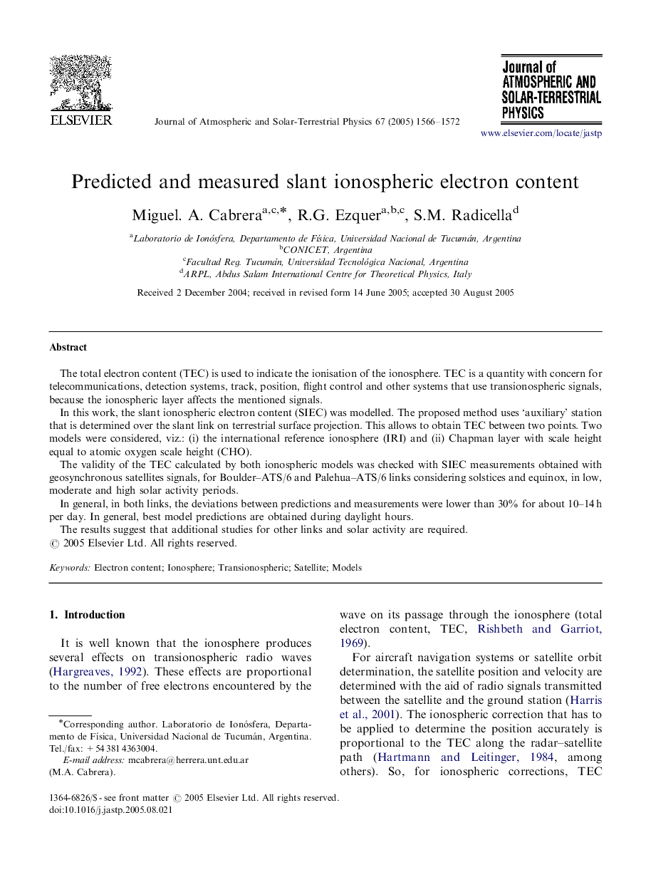 Predicted and measured slant ionospheric electron content