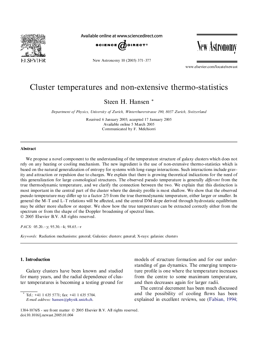 Cluster temperatures and non-extensive thermo-statistics