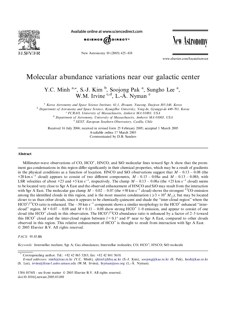 Molecular abundance variations near our galactic center