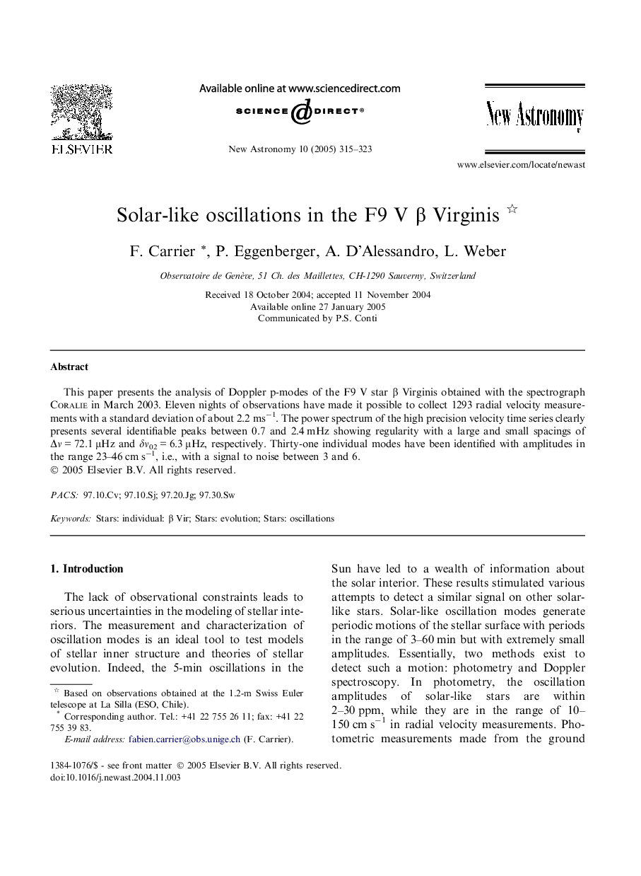 Solar-like oscillations in the F9 V Î² Virginis