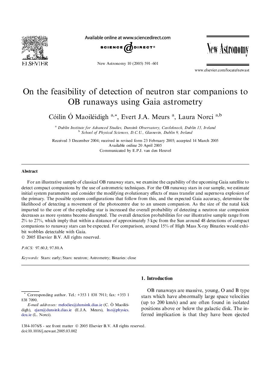 On the feasibility of detection of neutron star companions to OB runaways using Gaia astrometry