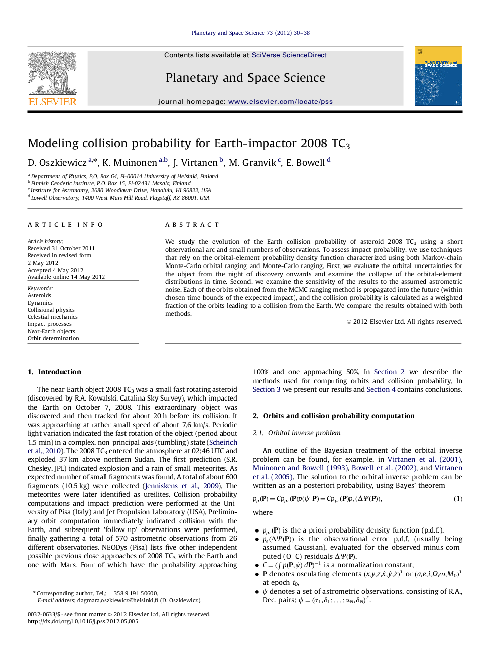 Modeling collision probability for Earth-impactor 2008 TC3