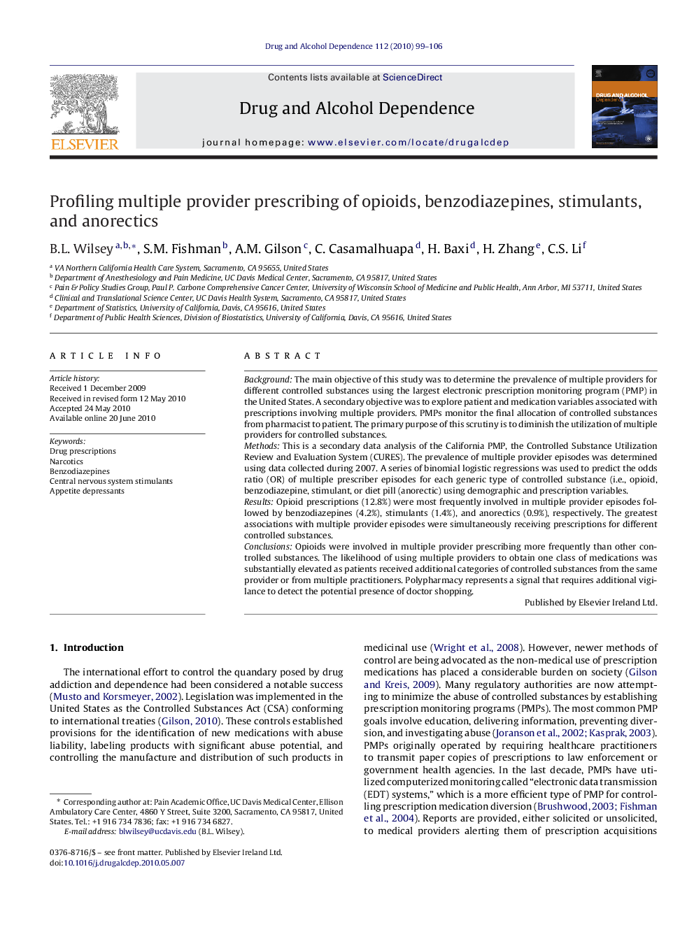 Profiling multiple provider prescribing of opioids, benzodiazepines, stimulants, and anorectics