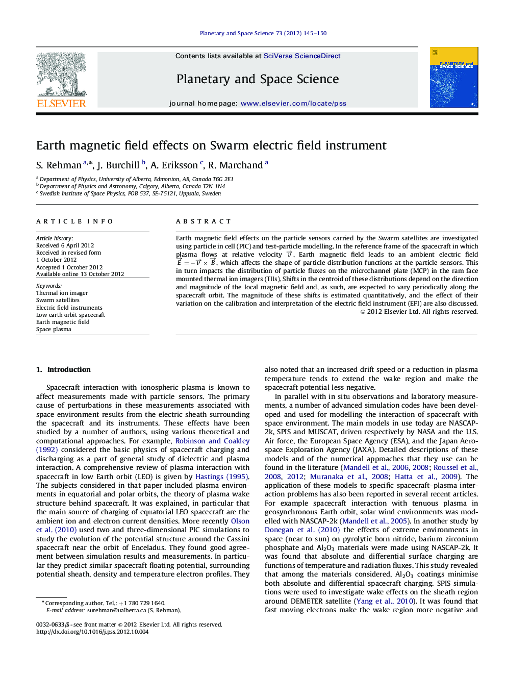 Earth magnetic field effects on Swarm electric field instrument