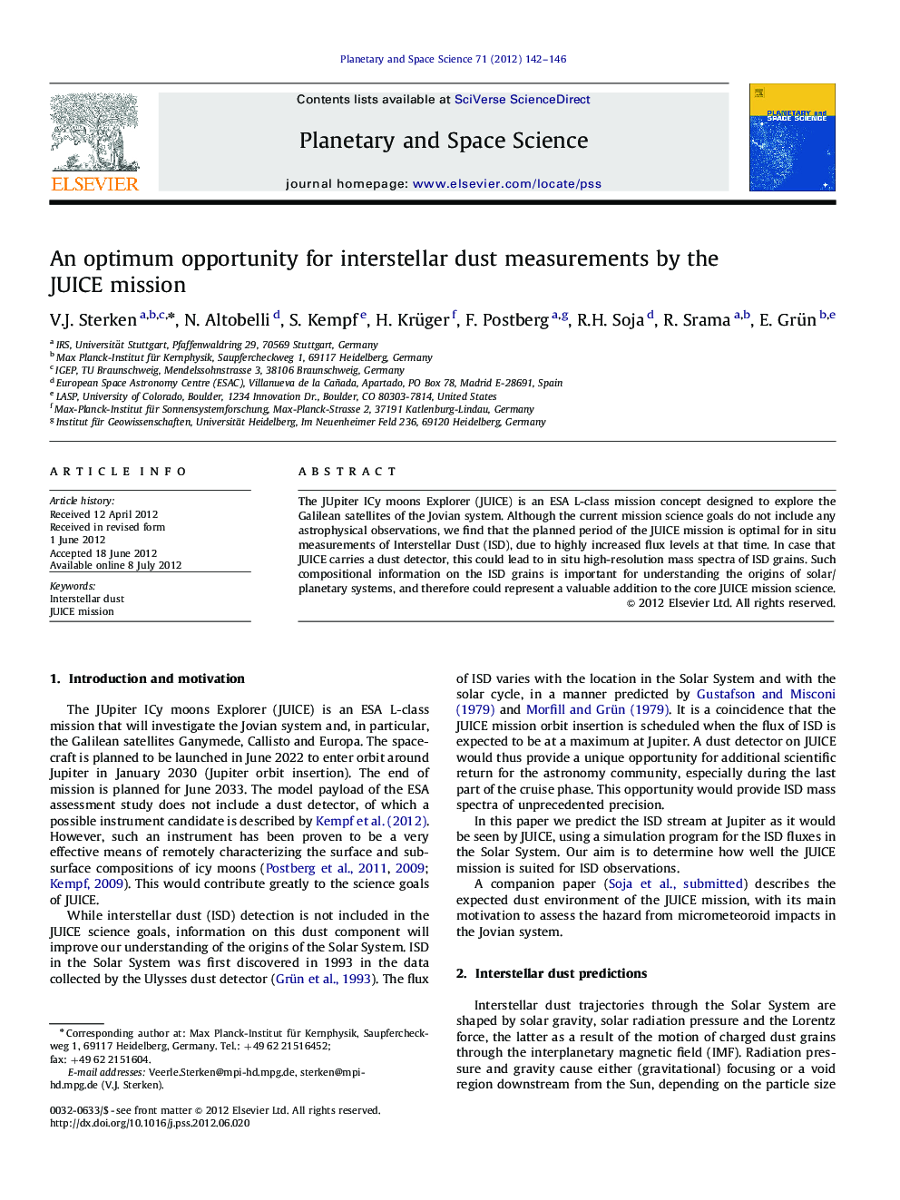 An optimum opportunity for interstellar dust measurements by the JUICE mission