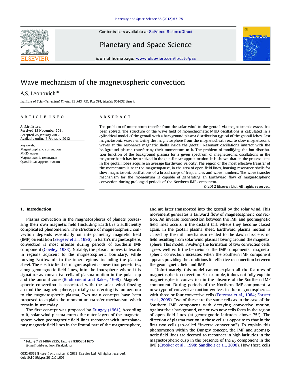 Wave mechanism of the magnetospheric convection