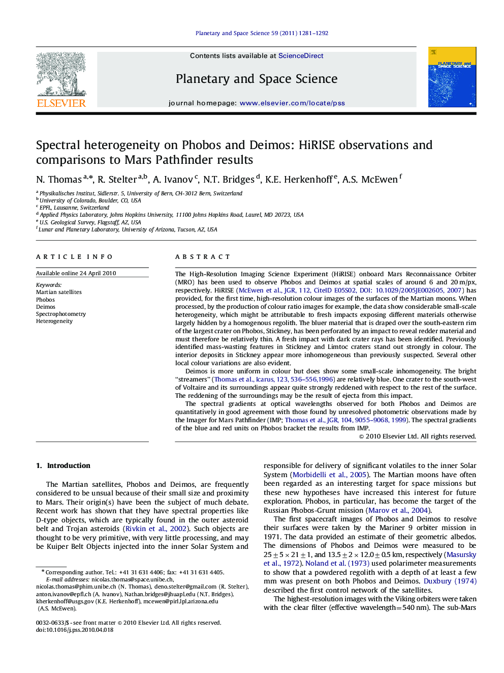 Spectral heterogeneity on Phobos and Deimos: HiRISE observations and comparisons to Mars Pathfinder results