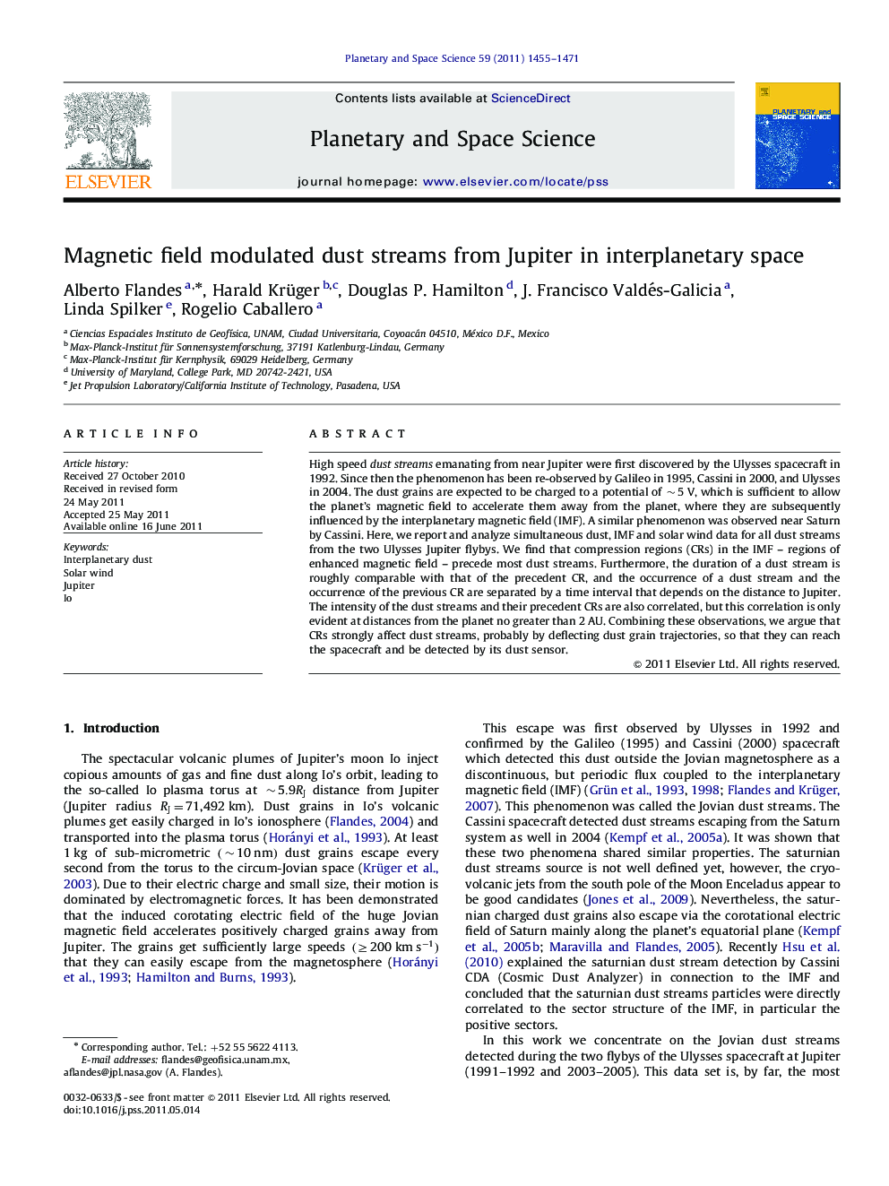 Magnetic field modulated dust streams from Jupiter in interplanetary space