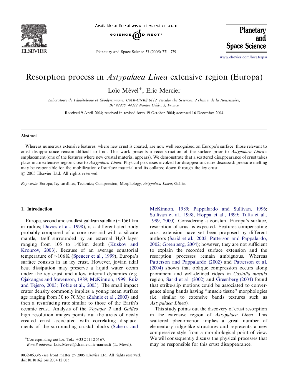 Resorption process in Astypalaea Linea extensive region (Europa)