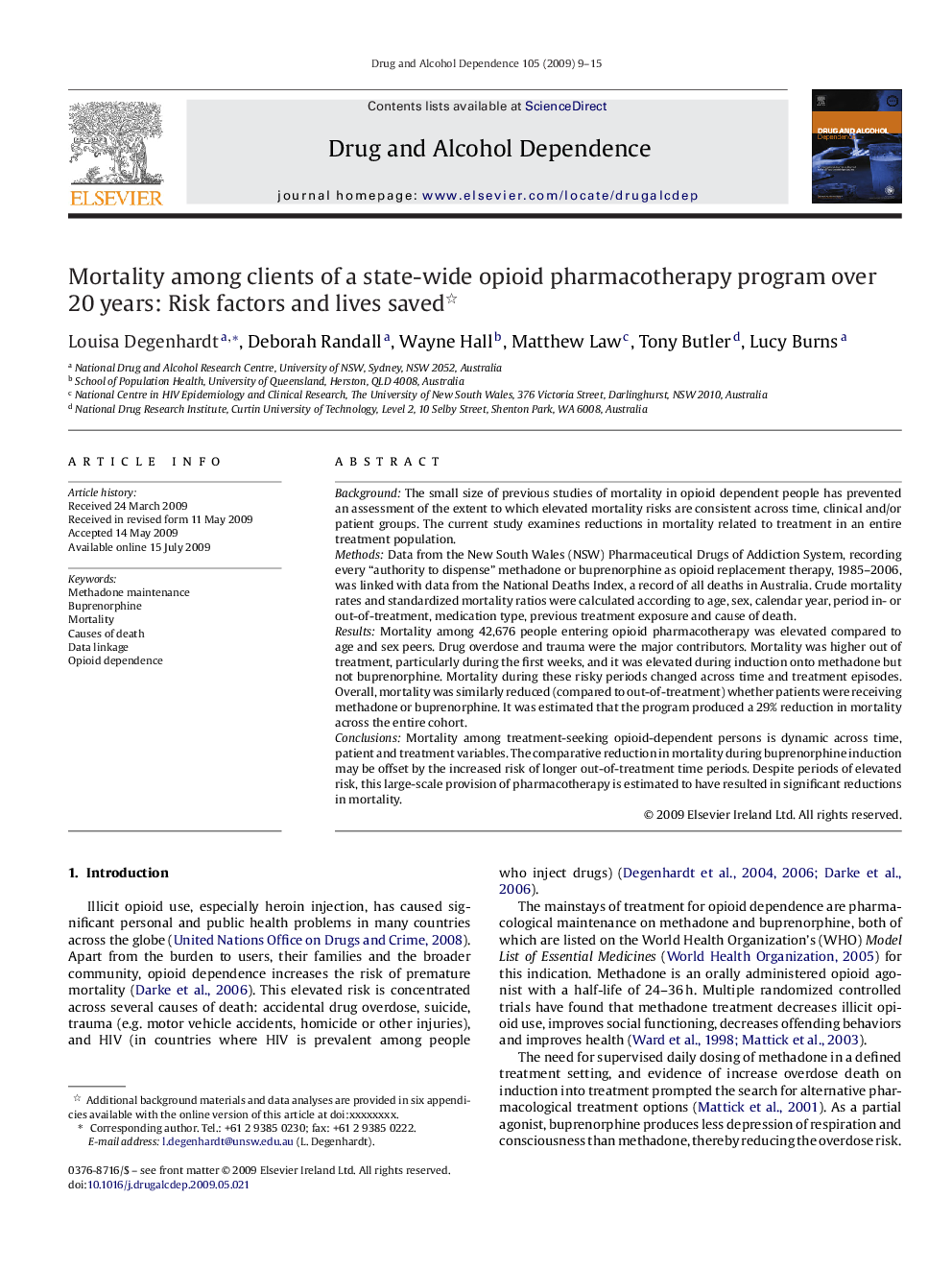 Mortality among clients of a state-wide opioid pharmacotherapy program over 20 years: Risk factors and lives saved 