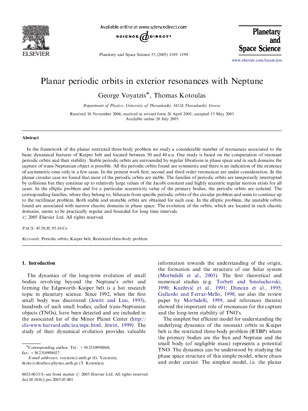 Planar periodic orbits in exterior resonances with Neptune