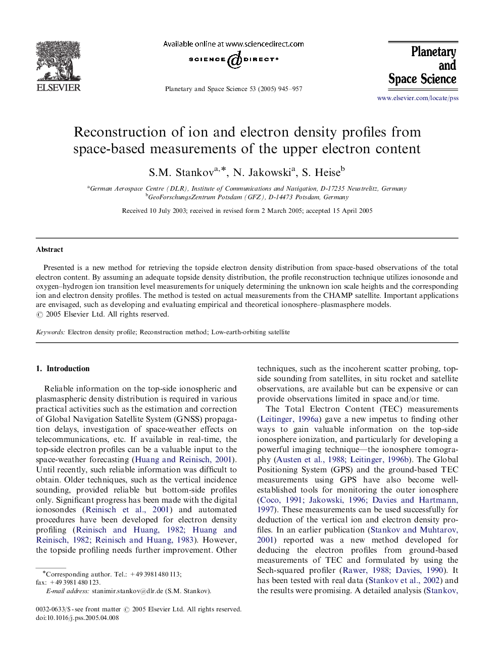 Reconstruction of ion and electron density profiles from space-based measurements of the upper electron content