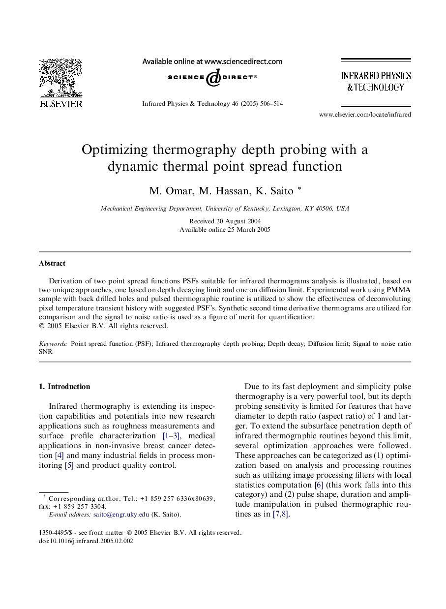 Optimizing thermography depth probing with a dynamic thermal point spread function