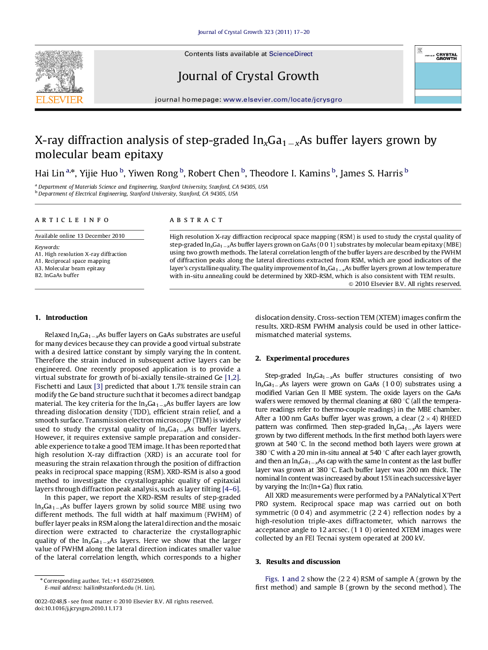 X-ray diffraction analysis of step-graded InxGa1âxAs buffer layers grown by molecular beam epitaxy