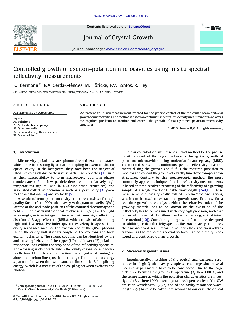 Controlled growth of exciton-polariton microcavities using in situ spectral reflectivity measurements