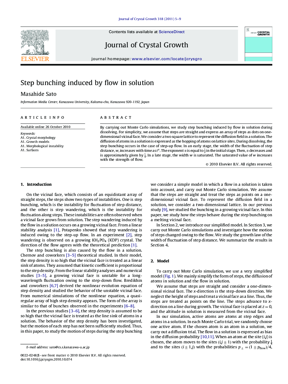 Step bunching induced by flow in solution