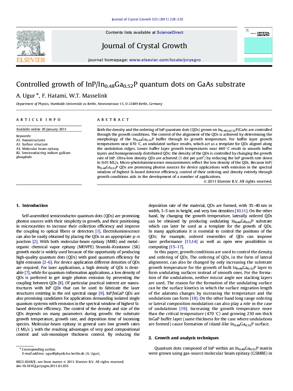 Controlled growth of InP/In0.48Ga0.52P quantum dots on GaAs substrate