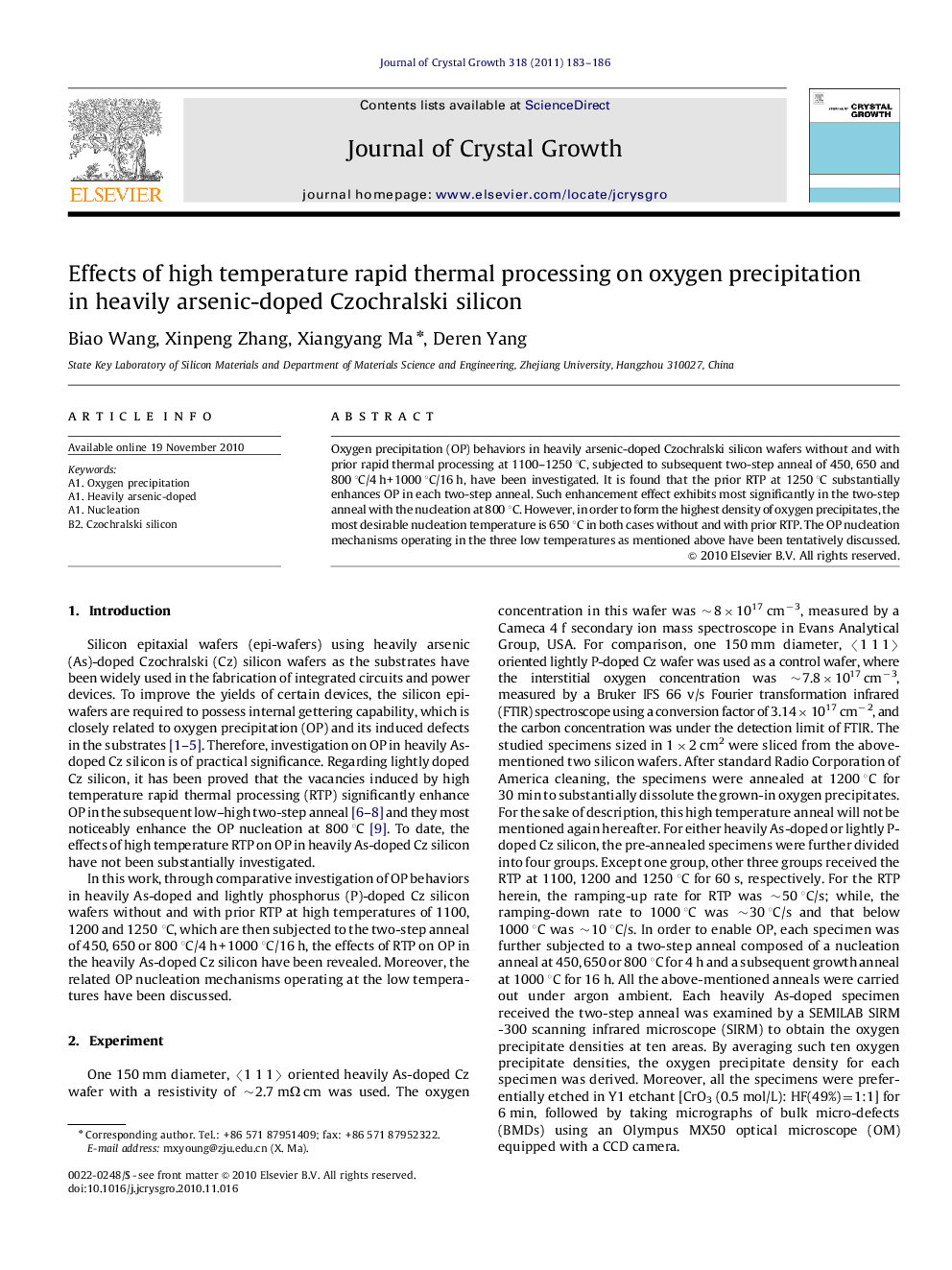 Effects of high temperature rapid thermal processing on oxygen precipitation in heavily arsenic-doped Czochralski silicon