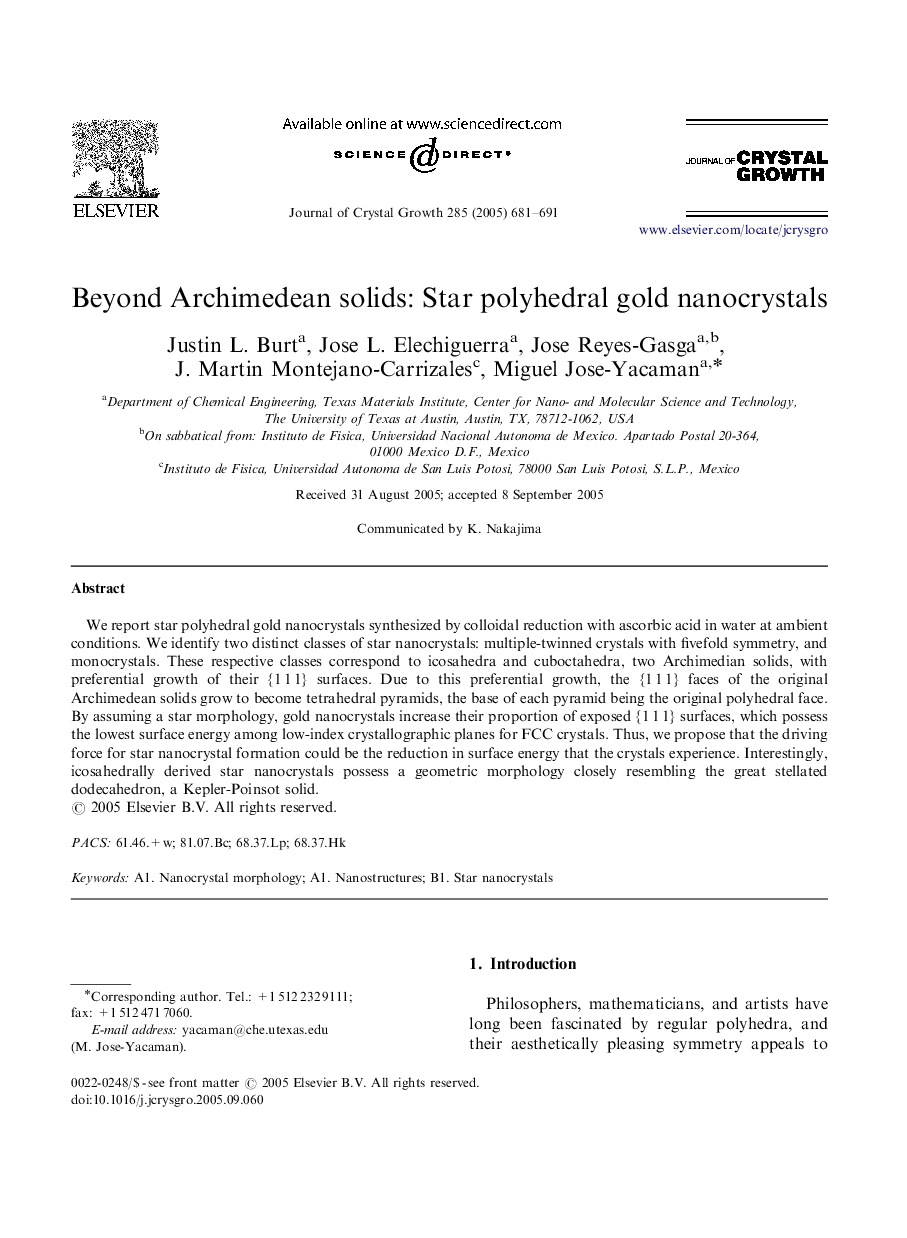 Beyond Archimedean solids: Star polyhedral gold nanocrystals