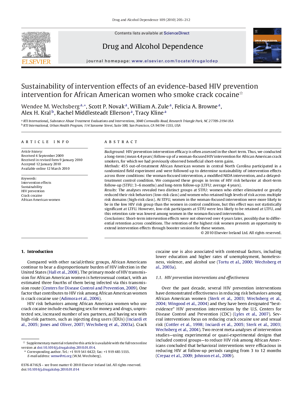 Sustainability of intervention effects of an evidence-based HIV prevention intervention for African American women who smoke crack cocaine 