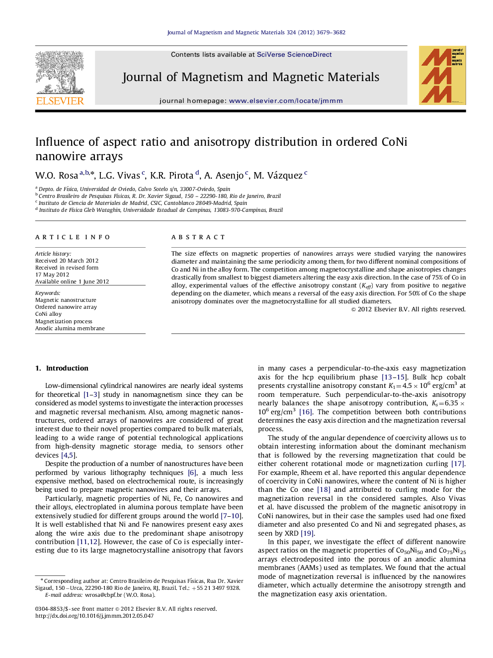 Influence of aspect ratio and anisotropy distribution in ordered CoNi nanowire arrays