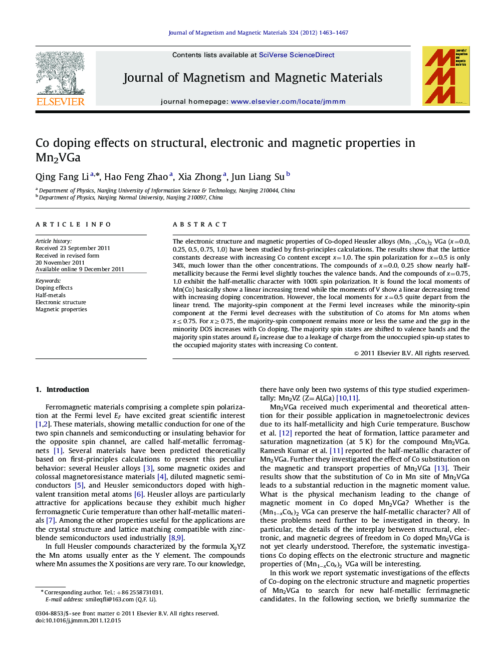 Co doping effects on structural, electronic and magnetic properties in Mn2VGa