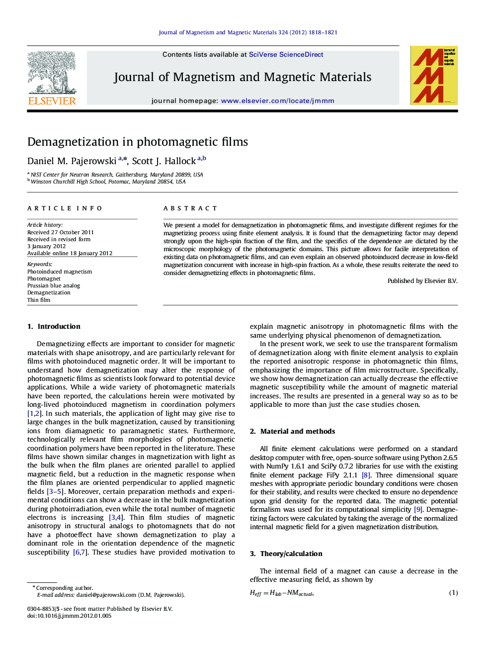 Demagnetization in photomagnetic films