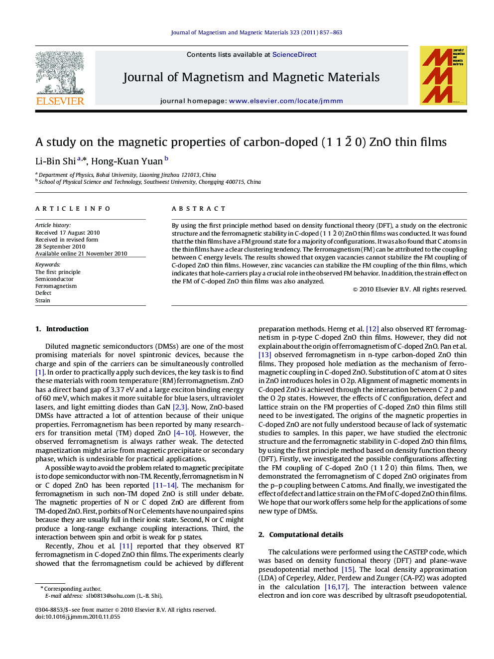 A study on the magnetic properties of carbon-doped (1Â 1Â 2ÌÂ 0) ZnO thin films