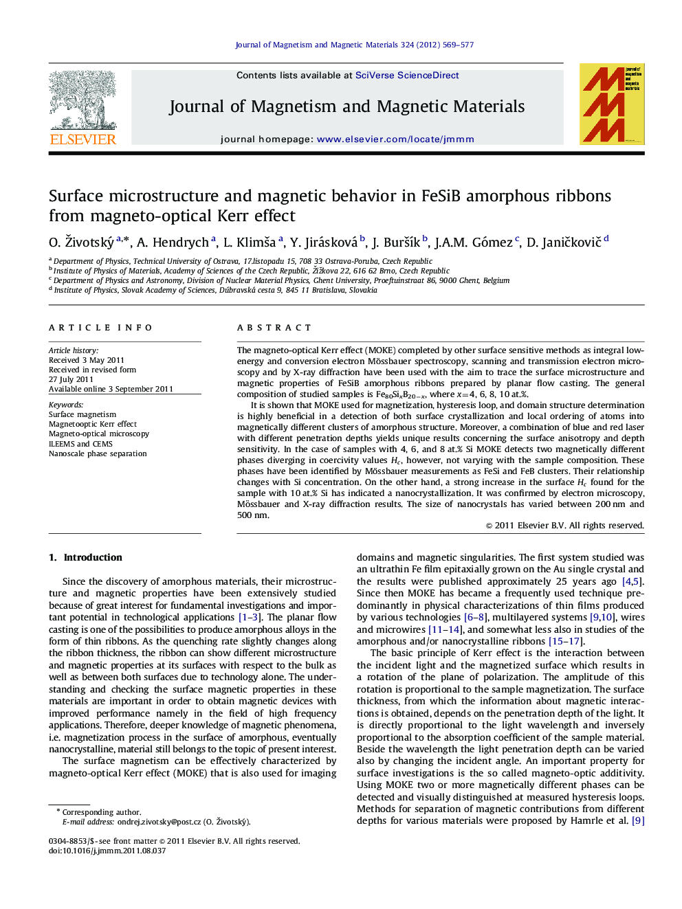 Surface microstructure and magnetic behavior in FeSiB amorphous ribbons from magneto-optical Kerr effect