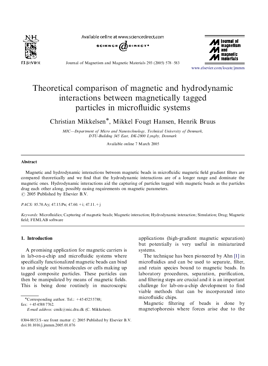 Theoretical comparison of magnetic and hydrodynamic interactions between magnetically tagged particles in microfluidic systems