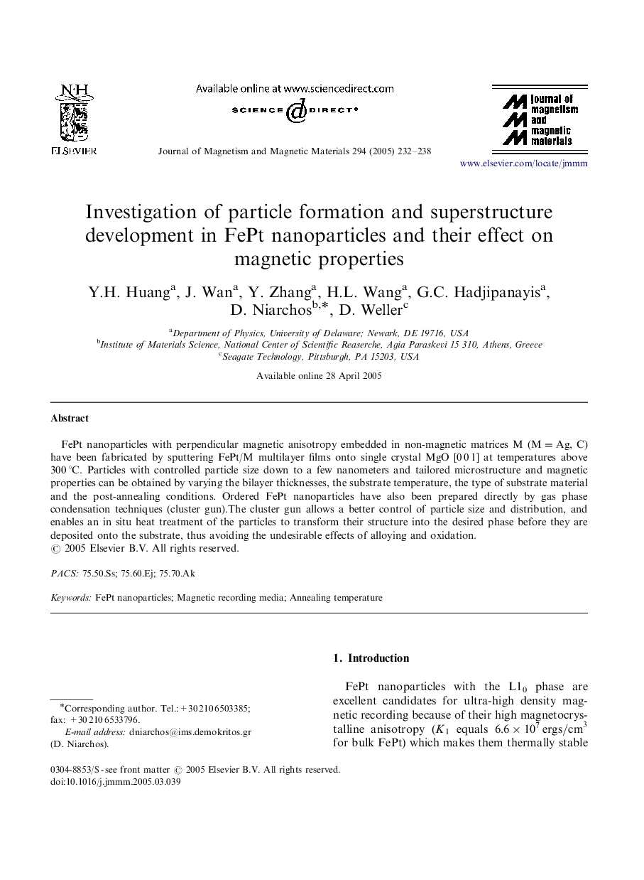 Investigation of particle formation and superstructure development in FePt nanoparticles and their effect on magnetic properties