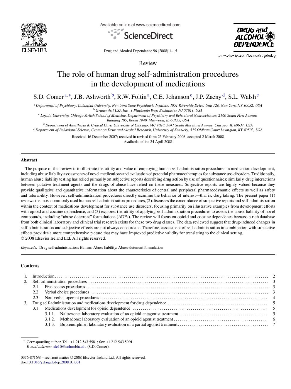 The role of human drug self-administration procedures in the development of medications