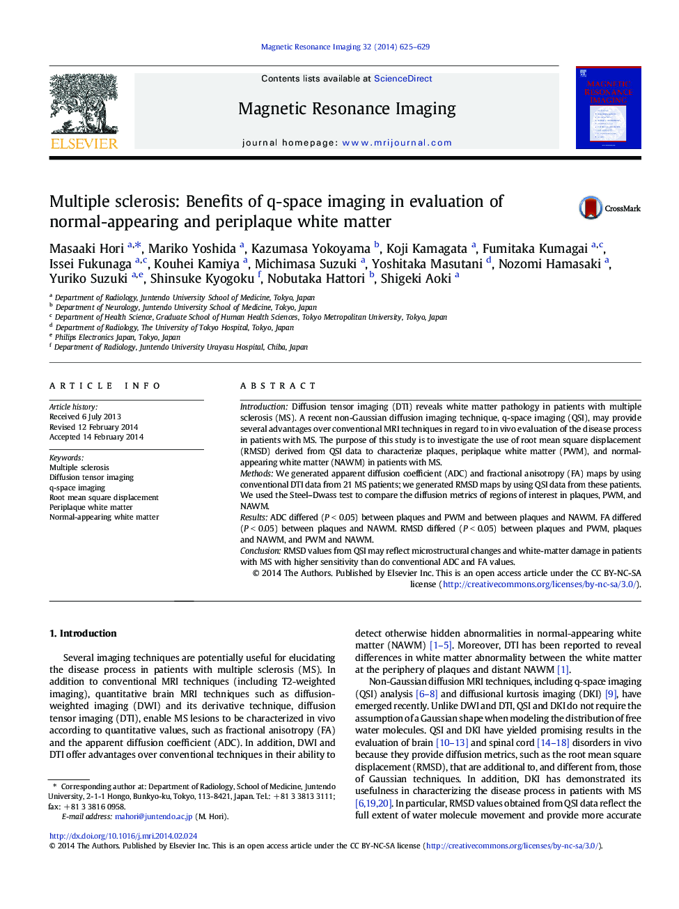 Multiple sclerosis: Benefits of q-space imaging in evaluation of normal-appearing and periplaque white matter