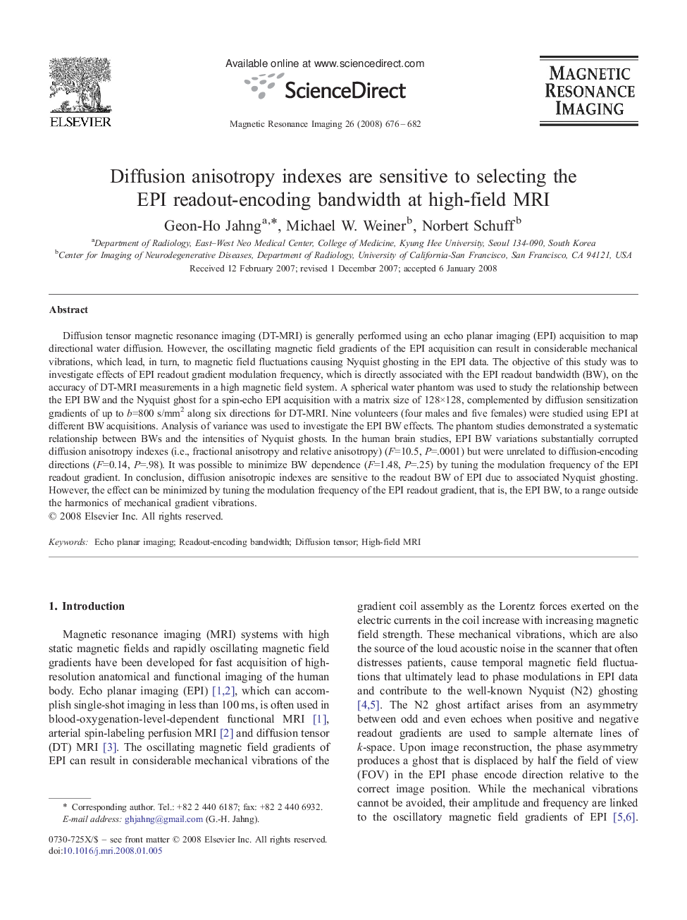 Diffusion anisotropy indexes are sensitive to selecting the EPI readout-encoding bandwidth at high-field MRI