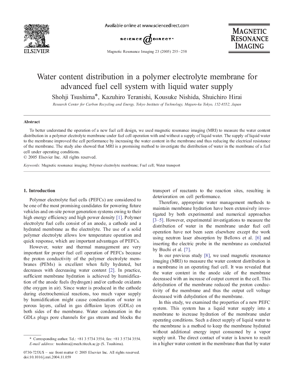 Water content distribution in a polymer electrolyte membrane for advanced fuel cell system with liquid water supply