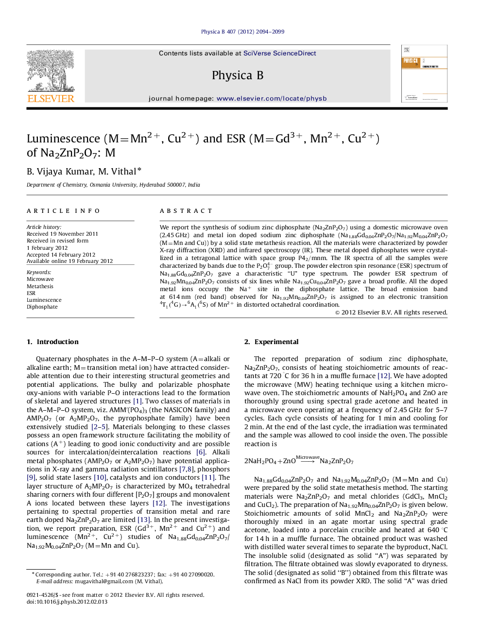 Luminescence (M=Mn2+, Cu2+) and ESR (M=Gd3+, Mn2+, Cu2+) of Na2ZnP2O7: M