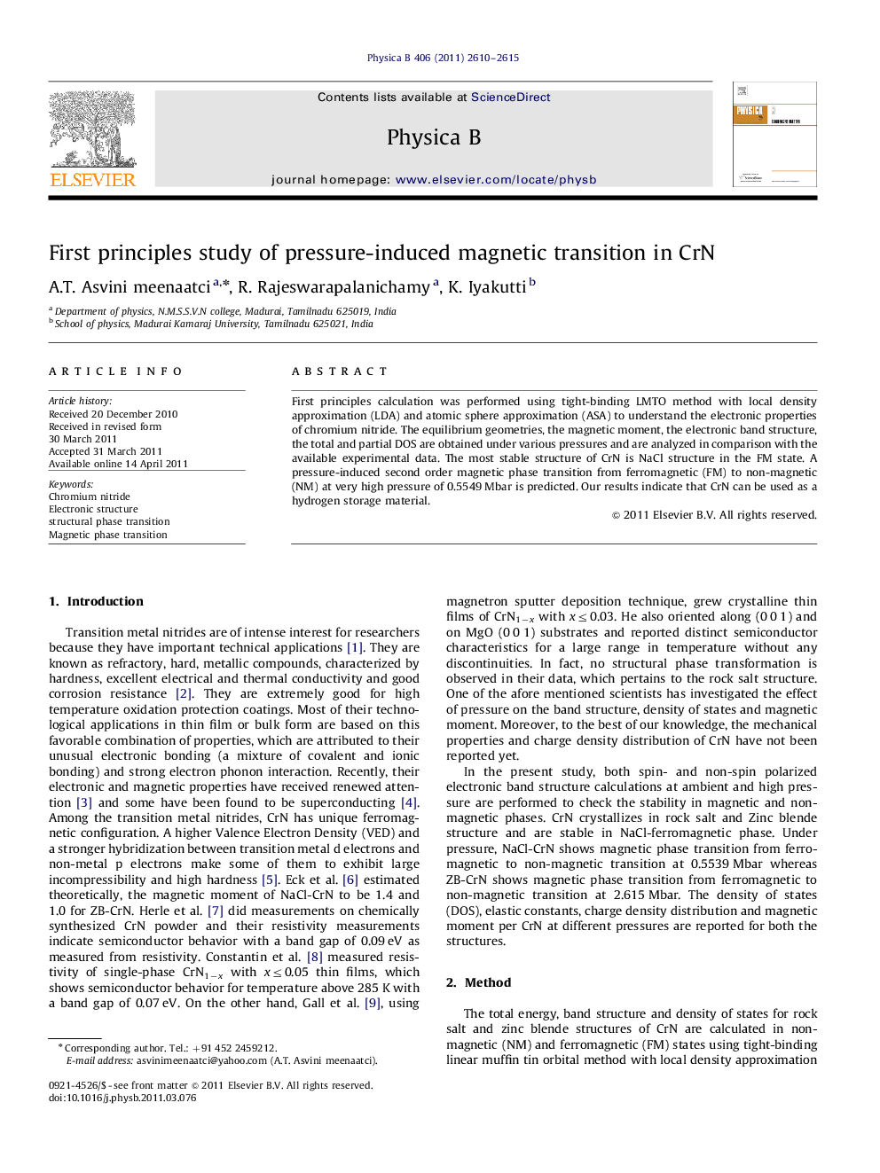 First principles study of pressure-induced magnetic transition in CrN