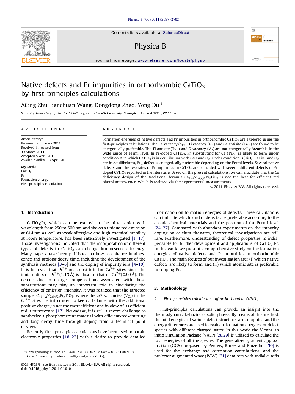 Native defects and Pr impurities in orthorhombic CaTiO3 by first-principles calculations