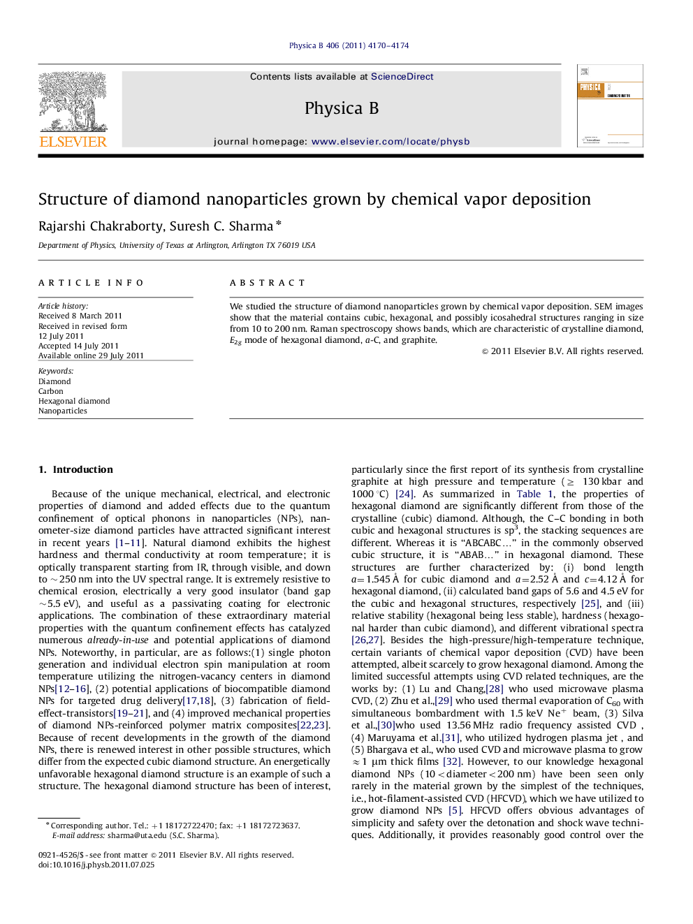 Structure of diamond nanoparticles grown by chemical vapor deposition