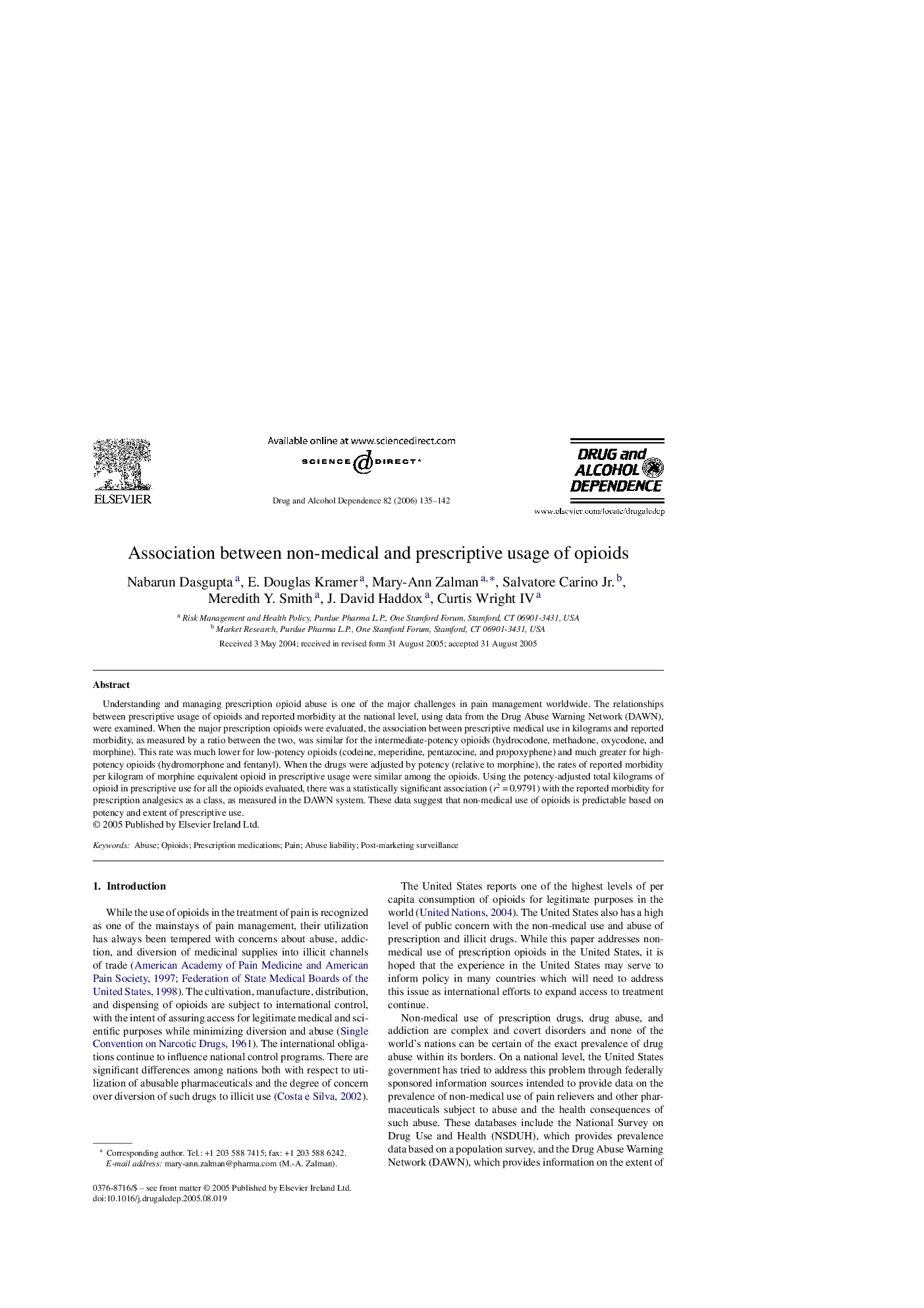 Association between non-medical and prescriptive usage of opioids