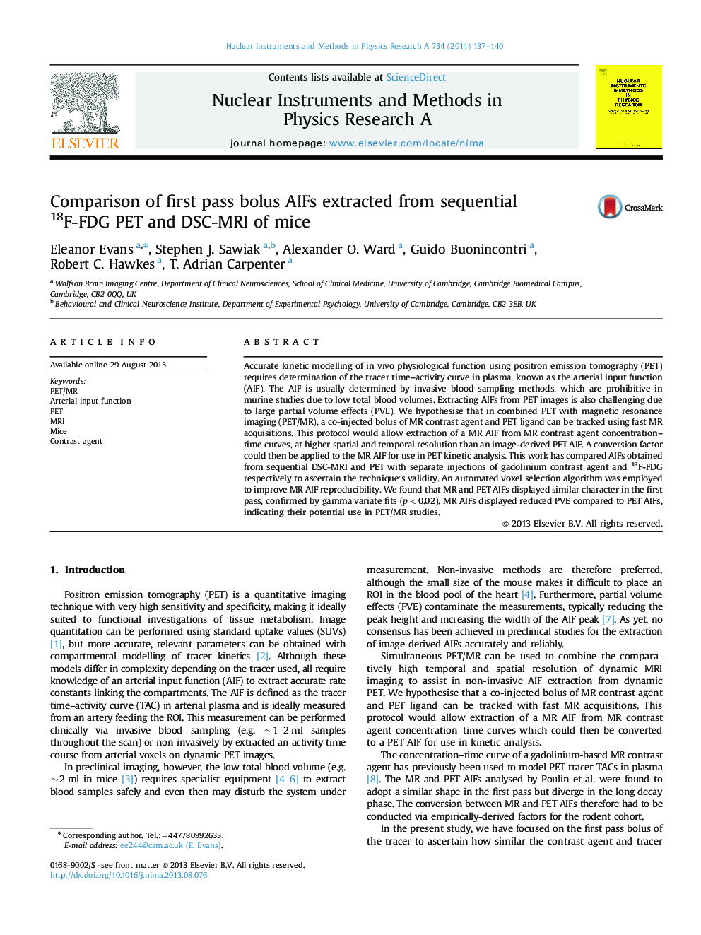 Comparison of first pass bolus AIFs extracted from sequential 18F-FDG PET and DSC-MRI of mice