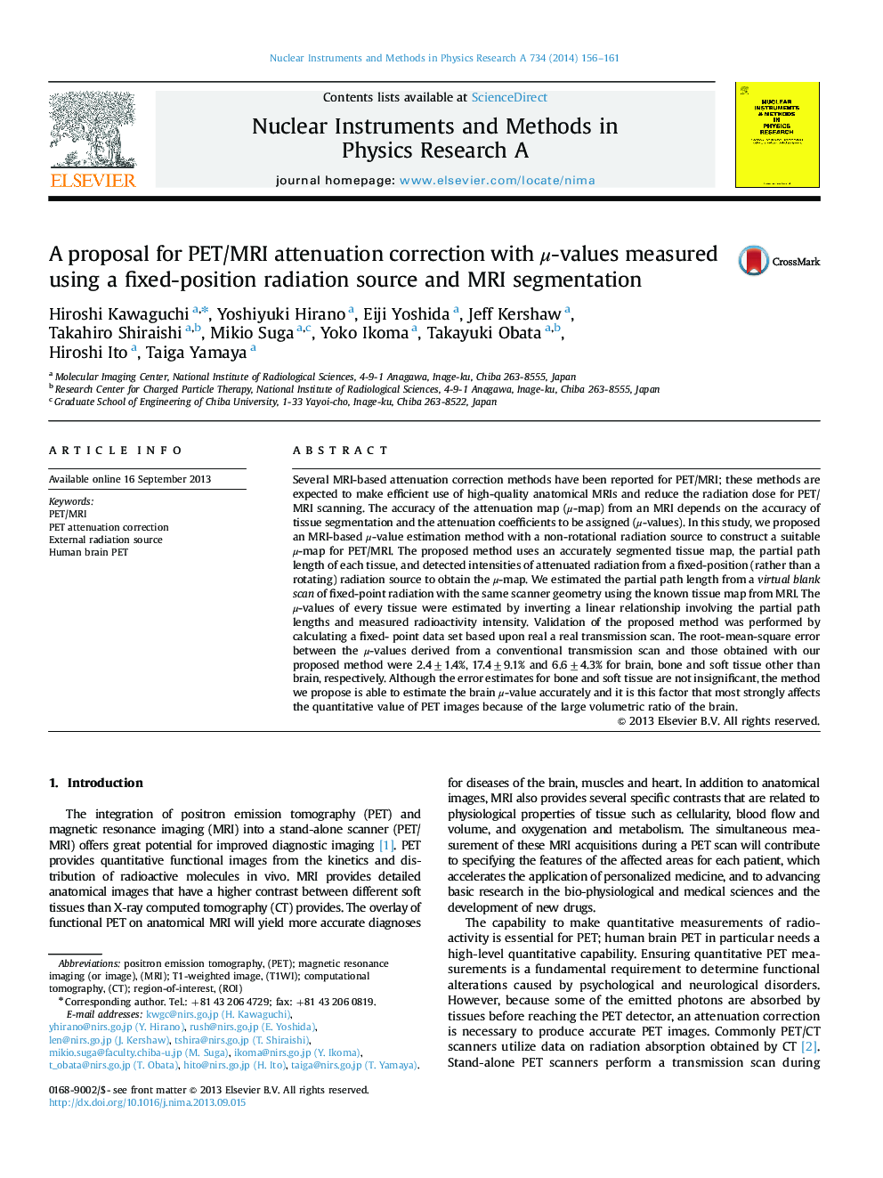 A proposal for PET/MRI attenuation correction with Î¼-values measured using a fixed-position radiation source and MRI segmentation